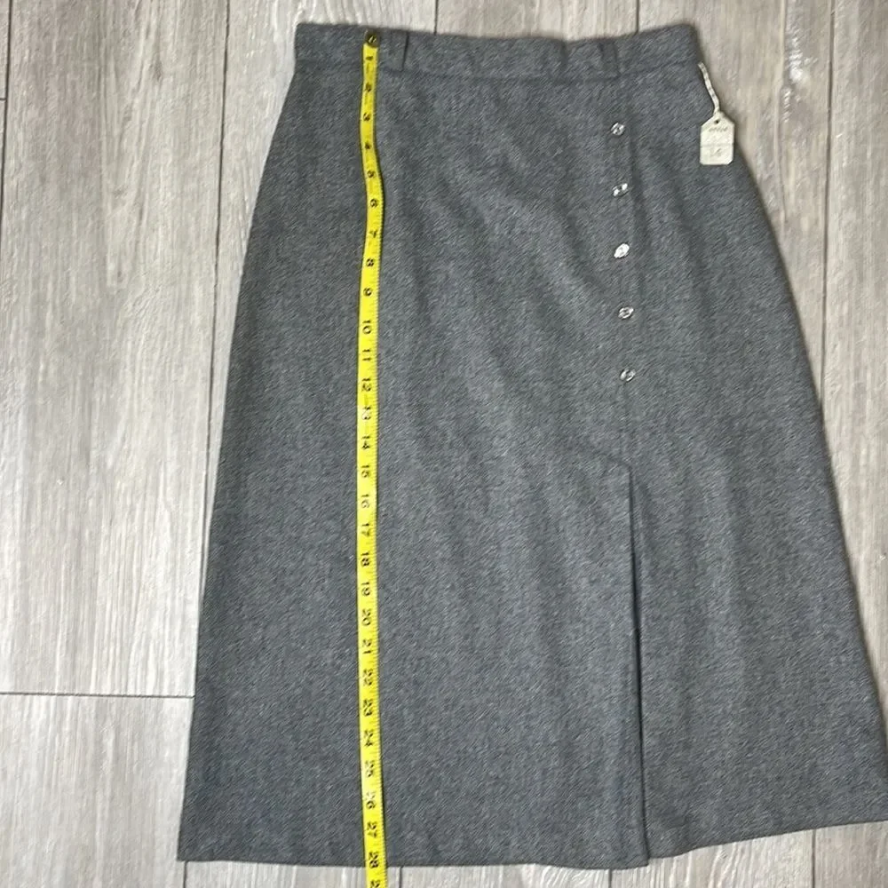 Vintage Gray Wool Blend A Line Skirt_3